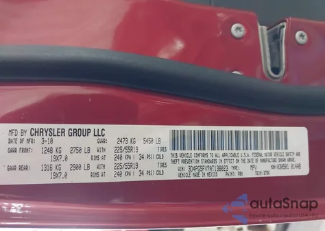 2010 Dodge Journey Sxt z USA, uszkodzony, nr VIN 3D4PG5FV7AT138023